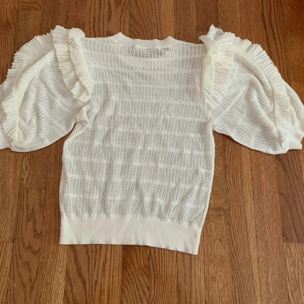 Ulla Johnson Cream Short Sleeve Sweater in Loose Knit Size XS - Picture 6 of 9